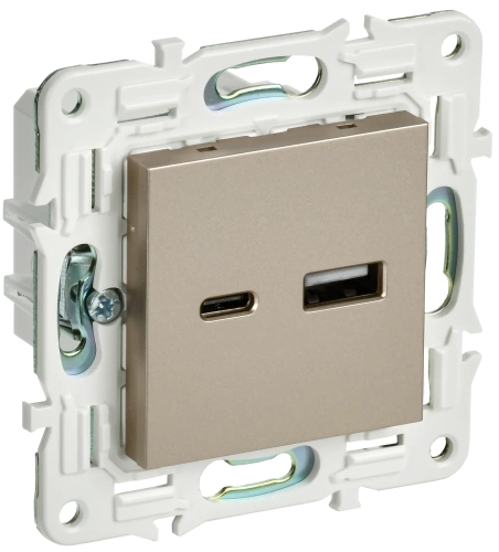 SKANDY Роз. USB A+C 18Вт SK-R13Sh шамп. IEK