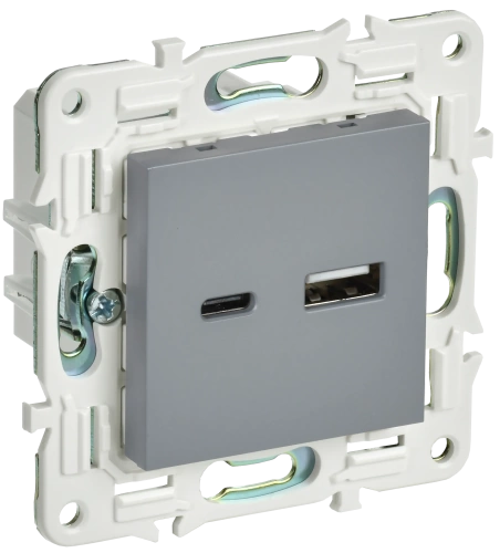 SKANDY Роз. USB A+C 18Вт SK-R13Gr сер. IEK