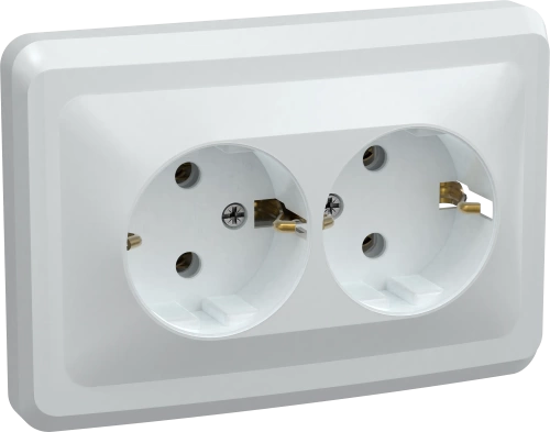 Розетка 2 мест. С/П c з/к без защ.штор.РС12-3-ВБ 16А ВЕГА (белый) ИЭК