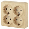 11-2211-11 Эл/ус ЭРА Розетка 4х2P+E Schuko со шторками, 16A-250В, IP20, ОУ, Эра Эксперт, сосна
