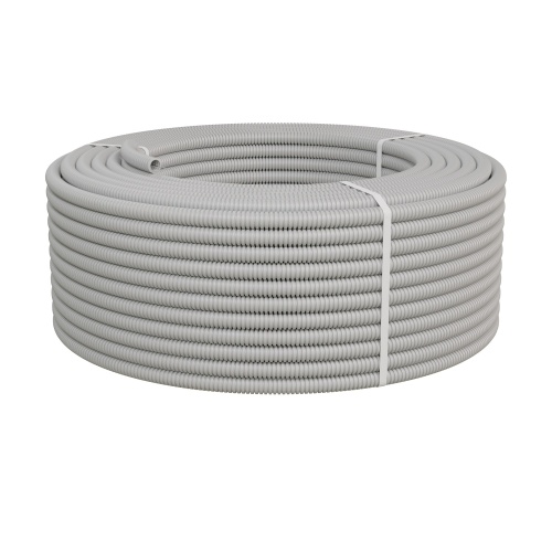 Труба HFLS гофрир. легкая, с зондом, без галогена, низкое дымовыделение, цвет серый, диам. 20мм (1шт = 100м) Экопласт