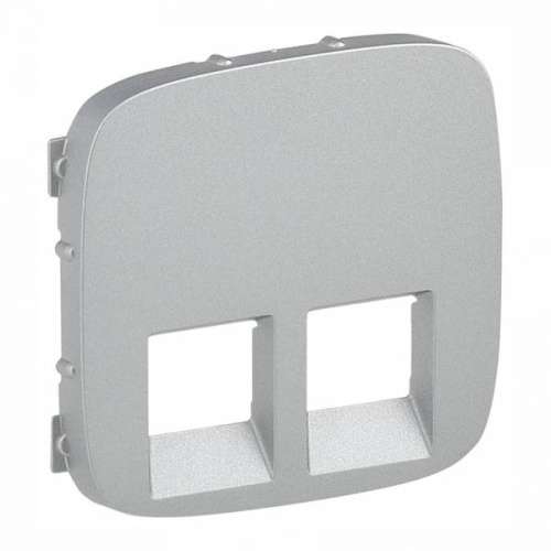 Valena ALLURE.Лицевая панель для двойных телефонных/информационных розеток.Алюминий