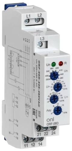 Реле фаз ORF-06D 3ф. 2 конт. 220-460В AC ONI
