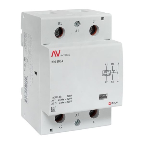 Контактор модульный КМ 100А 1NC+1NO 230VAC (3 мод.) AVERES EKF