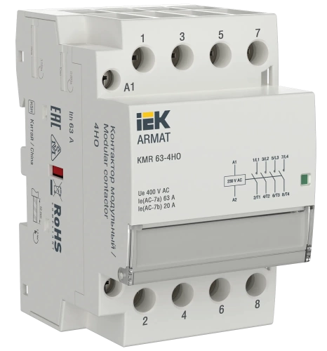 ARMAT Контактор модульный KMR 63А 230В AC 4НО IEK