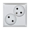 Розетка двойнаябез з/к, со шторками (серебристый металлик) LK60