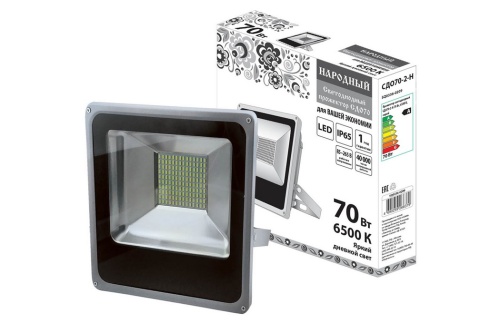 Прожектор светодиодный СДО70-2-Н 70 Вт, 6500 К, серый Прожектор светодиодный СДО70-2-Н 70 Вт, 6500 К, серый