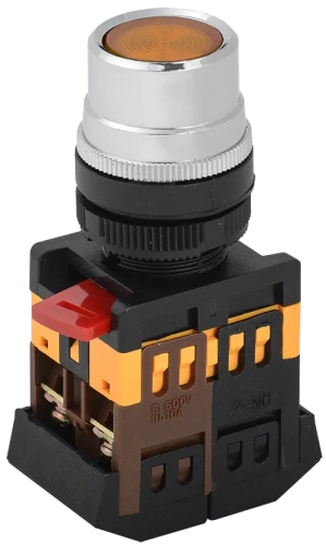 Кнопка ABLF-22 желтый d22мм неон/240В 1з+1р ИЭК