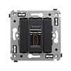 HDMI розетка одинарная в стену, тип А-А, "Avanti", "Черный матовый"