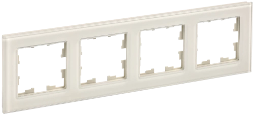 BRITE Рамка 4-мест. РУ-4-2-БрВа стекло ванильный IEK