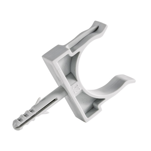 СТ32 Держатель с дюбелем без шурупа D32мм (1уп = 50шт) Экопласт