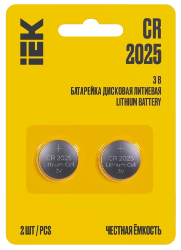 Батарейка дисковая литиевая Optima CR2025 (2шт/блистер) IEK