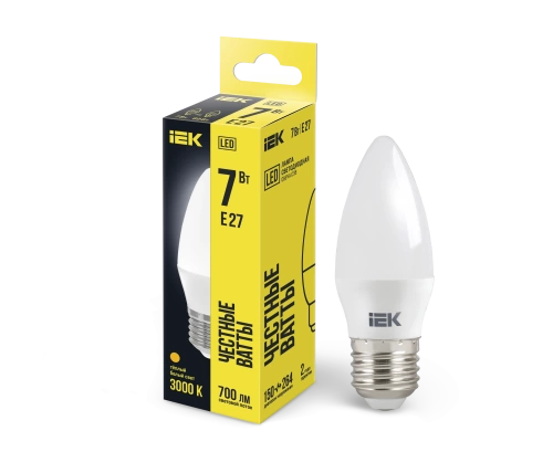 Лампа светодиодная ECO C35 свеча 7Вт 230В 3000К E27 IEK
