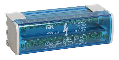 Шины на DIN-рейку в корпусе (кросс-модуль) L+PEN 2х15 ИЭК