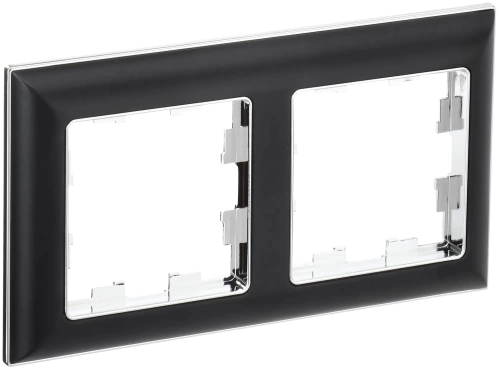 BRITE Рамка 2-мест. РУ-2-Бр хром/черн. IEK