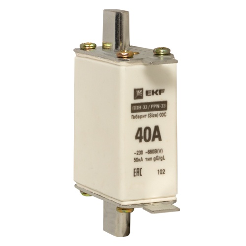 Плавкая вставка ППН-33 100/ 40А габарит 00С EKF Плавкая вставка ППН-33 100/ 40А габарит 00С EKF