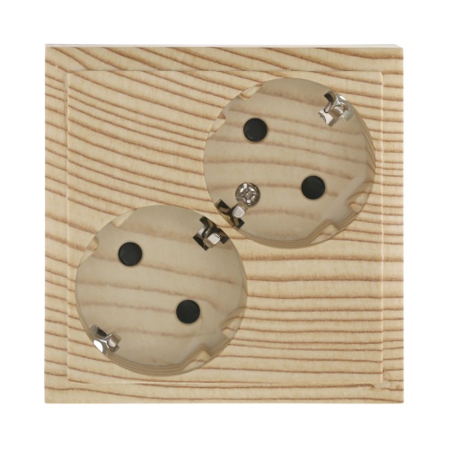 Розетка двойнаяс з/к, со шторками (сосна) LK60