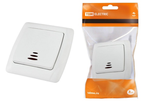 Выключатель 1 кл. с подсветкой 10А белый "Онега" TDM Выключатель 1 кл. с подсветкой 10А белый "Онега" TDM