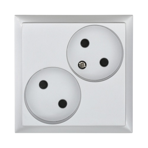 Розетка двойнаябез з/к, со шторками (серебристый металлик) LK80 Розетка двойнаябез з/к, со шторками (серебристый металлик) LK80