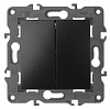14-1106-05 Эл/ус ЭРА Переключатель двойной, 10АХ-250В, IP20, Эра Elegance, антрацит