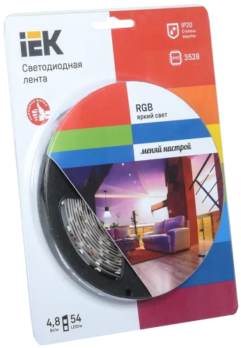 Лента LED 5м  блистер LSR-3528RGB54-4.8-IP20-12V IEK-eco (кр. 1шт.) ИЭК