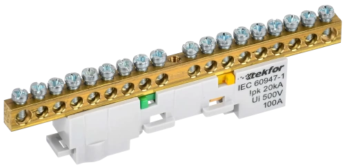 TEKFOR Шина PE "земля" неизол. на унив. держ. 6х9-18-Ж IEK