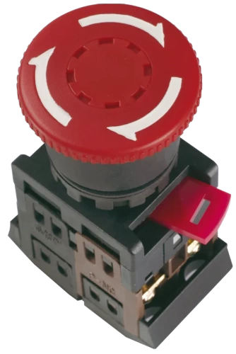Кнопка AE-22 "Грибок" с фиксацией красный d22мм 240В 1з+1р ИЭК