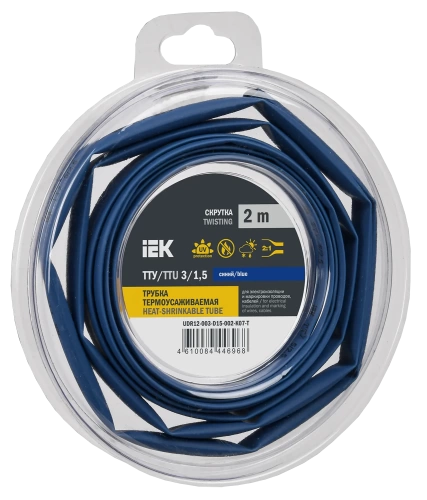 Трубка термоусадочная ТТУ нг-LS 3/1,5 синяя (2м/упак) IEK Трубка термоусадочная ТТУ нг-LS 3/1,5 синяя (2м/упак) IEK
