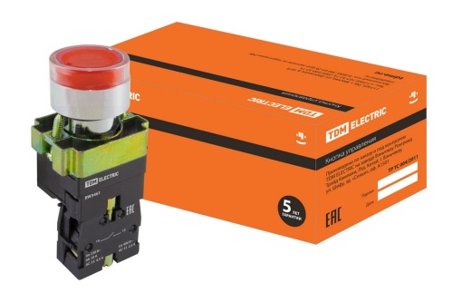 Кнопка BW3461 с подсветкой красный 1з TDM Кнопка BW3461 с подсветкой красный 1з TDM