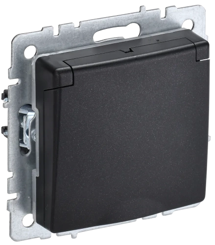 BRITE Роз. с з/к/ш с кр. 16А IP44 РСбш10-3-44-БрЧ черн. IEK