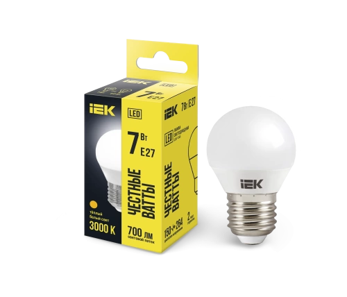Лампа светодиодная ECO G45 шар 7Вт 230В 3000К E27 IEK