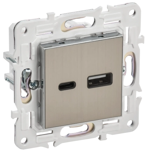 SKANDY Роз. USB A+C 18Вт SK-R13N никель IEK