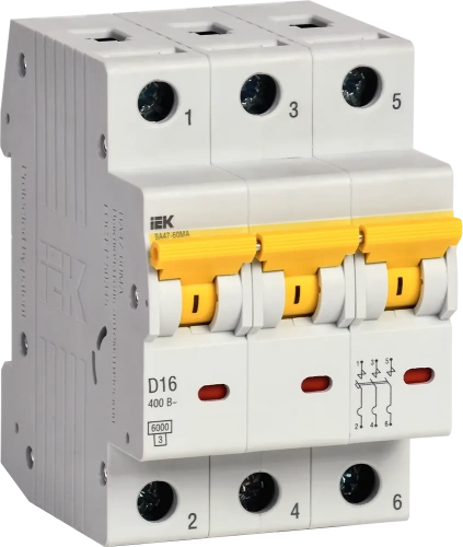 Выкл. авт. ВА47-60МА без тепл. расцеп. 3P 16А 6кА D IEK