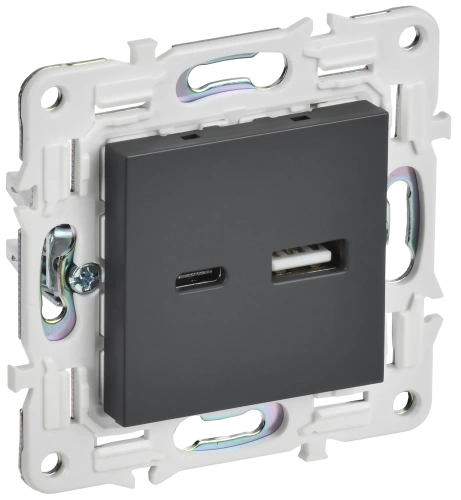 SKANDY Роз. USB A+C 18Вт SK-R13T титан IEK SKANDY Роз. USB A+C 18Вт SK-R13T титан IEK