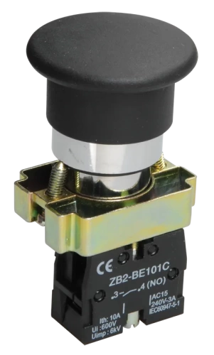 Кнопка управления LAY5-BC21 "Грибок" без подсветки черная 1з ИЭК