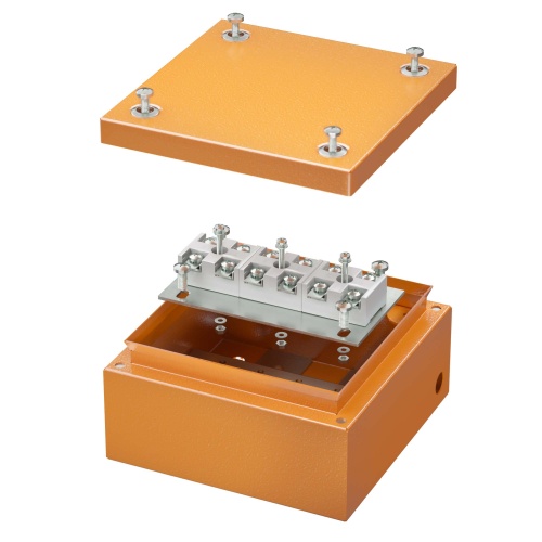 Коробка стальная FS с гладкими стенками и клеммникамиIP66,150х150х80мм,6р,450V,32A,10мм.кв, нерж.контакт