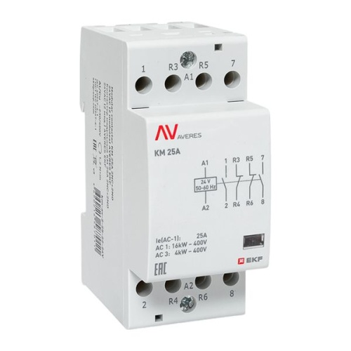 Контактор модульный КМ 25А 2NC+2NO 24VAC (2 мод.) AVERES EKF
