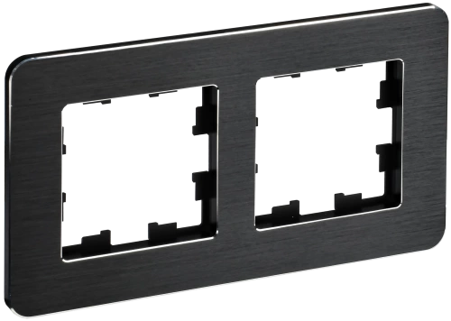 BRITE Рамка 2-мест. РУ-2-1-Бр металл черн. RE AL IEK
