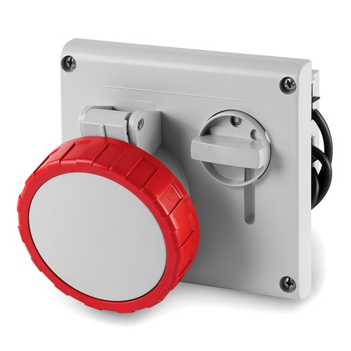 Розетка панельная с механической блокировкой и верхним расположением разъема IP67 32А 3P+E+N 400В (упак. 1 шт)