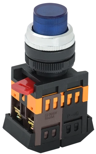 Кнопка ABLFP-22 синий d22мм неон/240В 1з+1р ИЭК Кнопка ABLFP-22 синий d22мм неон/240В 1з+1р ИЭК