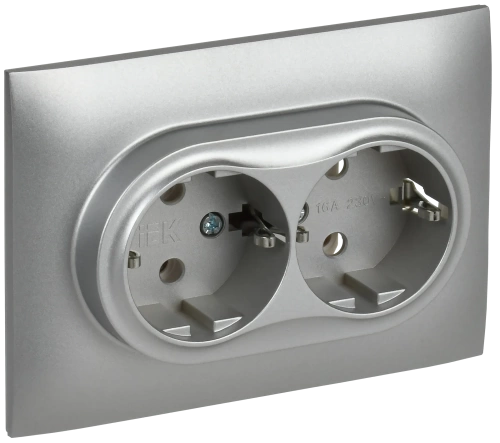 SKANDY Роз. 2-я с з/к без з/ш 16А сб. SK-R08S сереб. IEK