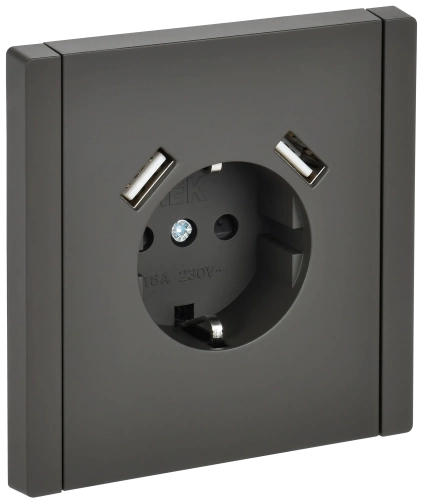 FORTE&PIANO Роз. з/к/ш в/к 16А USB A+A 3,1А FP345 сер. IEK FORTE&PIANO Роз. з/к/ш в/к 16А USB A+A 3,1А FP345 сер. IEK