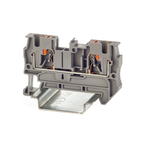Клемма проходная, зажим push-in, 2 точки подключения, 4 кв.мм, серая Клемма проходная, зажим push-in, 2 точки подключения, 4 кв.мм, серая