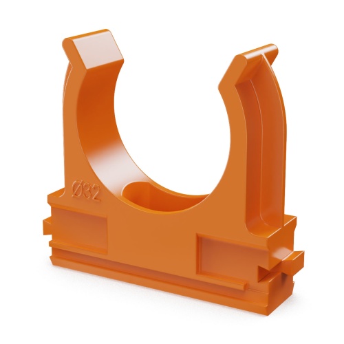 Крепёж-клипса для труб АБС-пластик оранжевая д32 (25шт/500шт уп/кор) Промрукав