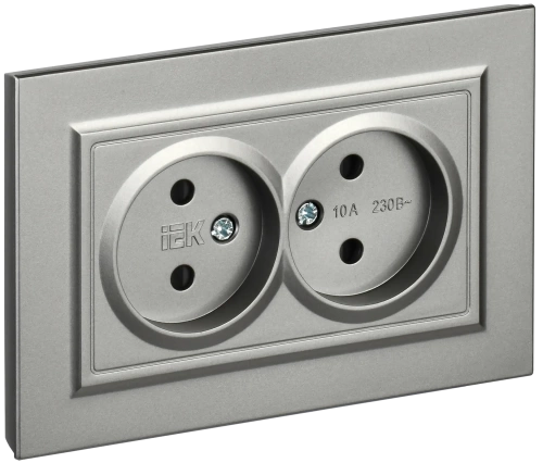 BRITE Роз. 2-я без з/к с з/ш 10А в сб. РСш12-2-БрС сталь IEK BRITE Роз. 2-я без з/к с з/ш 10А в сб. РСш12-2-БрС сталь IEK