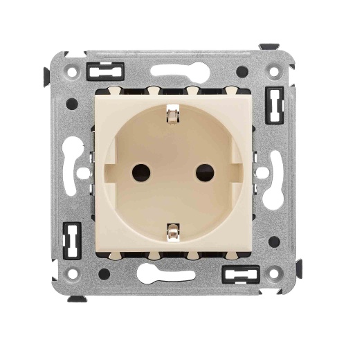 Розетка в стену, 2P+E, с з/ш, "Avanti", "Ванильная дымка"