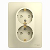 GLOSSA РОЗЕТКА двойная с заземлением со шторками, 16А, в сборе, БЕЖЕВЫЙ