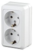 2-204-01 Эл/ус Intro Розетка 2х2P+E Schuko, 16А-250В, IP20, ОУ, Quadro, белый