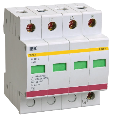 Ограничитель имп. перенапр. ОПС1-B 4Р In=30kA  Un=400B Im=60kA ИЭК