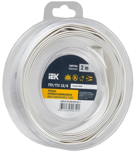 Трубка термоусадочная ТТУ нг-LS 12/6 белая (2м/упак) IEK